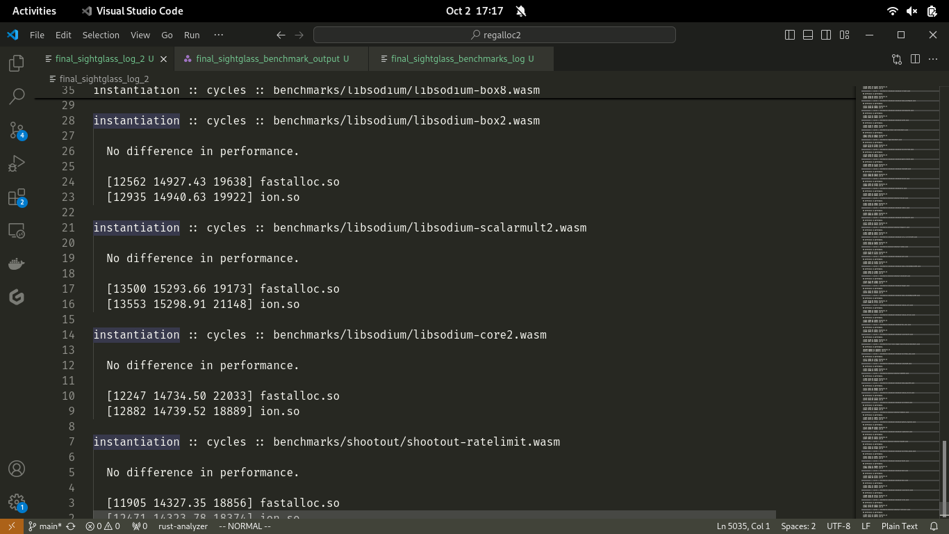 Ion vs Fastalloc Sightglass Instantiation